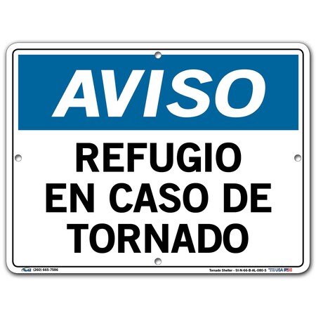 Vestil Aluminum Sign, 9-1/2" Height, 12-1/2" Width, Aluminum, Rectangle, Spanish SI-N-66-B-AL-080-S